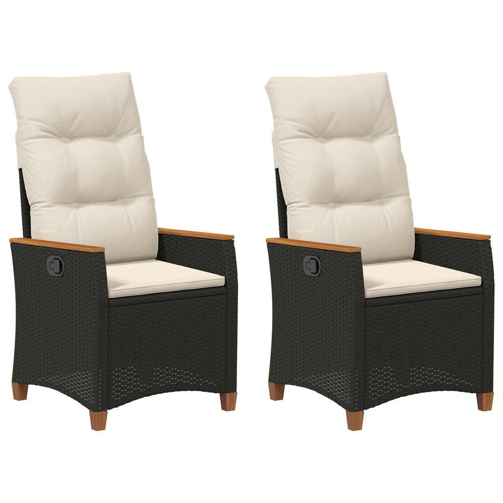 Chaise de jardin inclinable noir et crème 64 x 57,5 x 112 cm