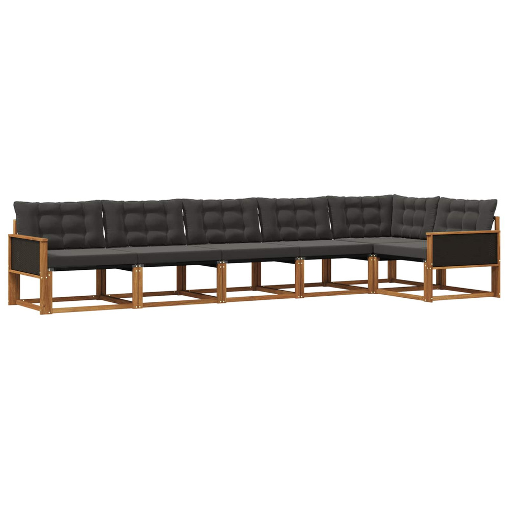 Ensemble de canapés d'extérieur 6 pcs naturel et noir