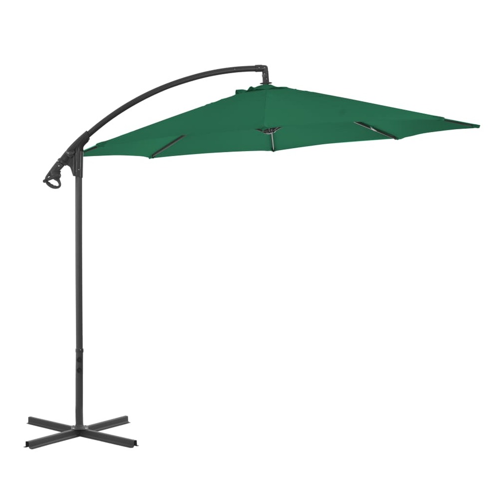 Parasol meuble de jardin en porte-à-faux avec mât en acier 300 cm vert