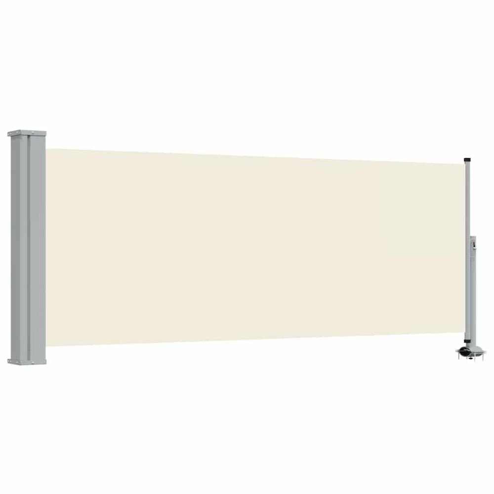 Auvent latéral rétractable de patio 100 x 300 cm blanc cassé