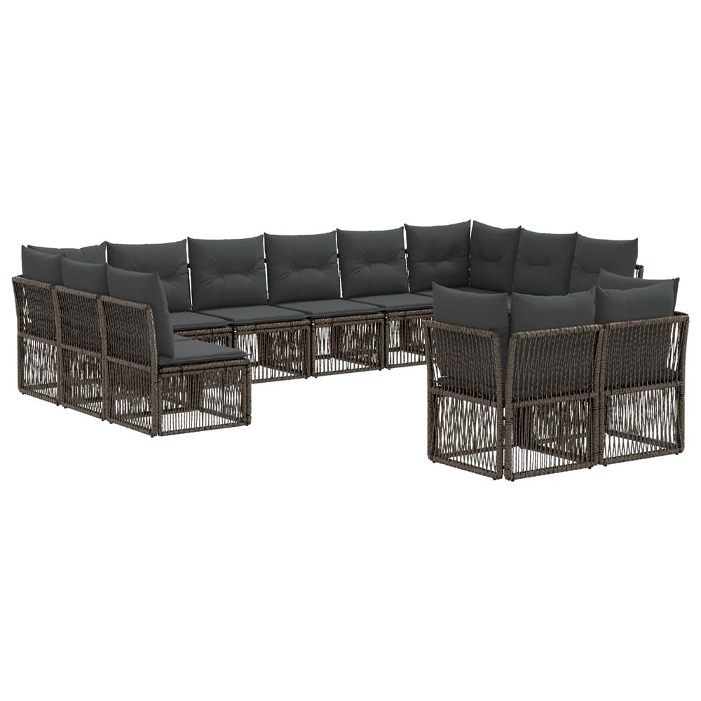 Ensemble de canapé de jardin 12 pc gris polyrotin