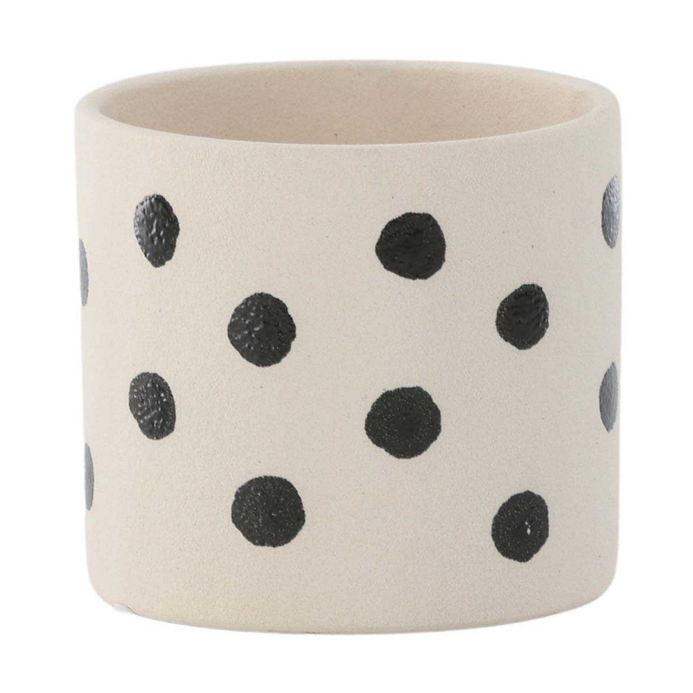 Cache pot en grès sane 11x10 cm blanc et noir