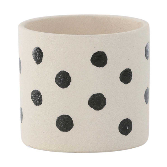 Cache pot en grès sane 11x10 cm blanc et noir