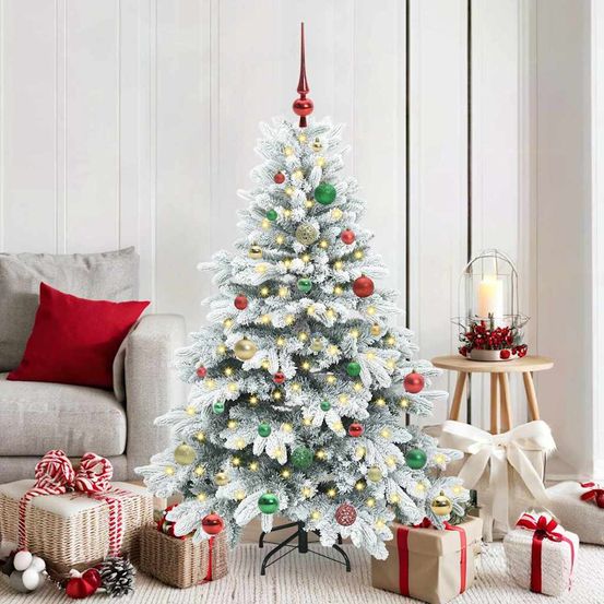 Kit complet sapin de noël 150 cm tout-en-un, avec guirlande 150 led et décorations incluses