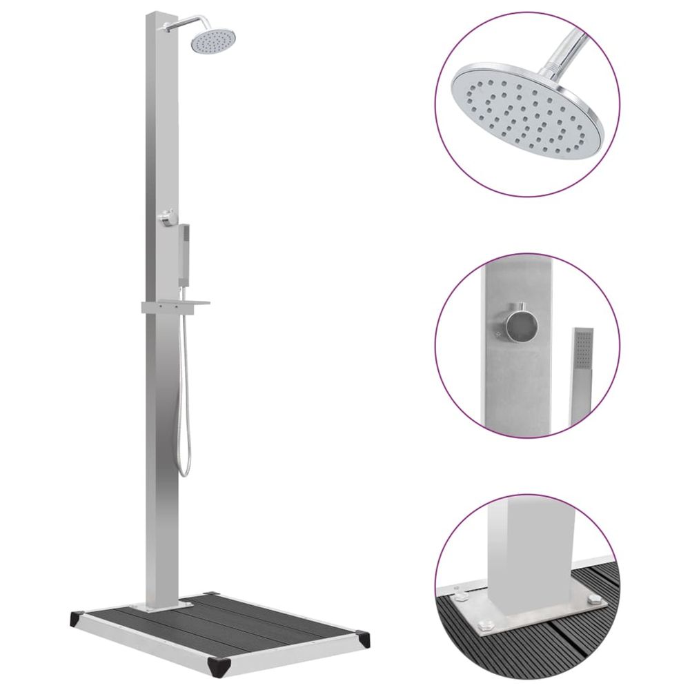 Douche d'extérieur avec receveur de douche wpc acier inoxydable