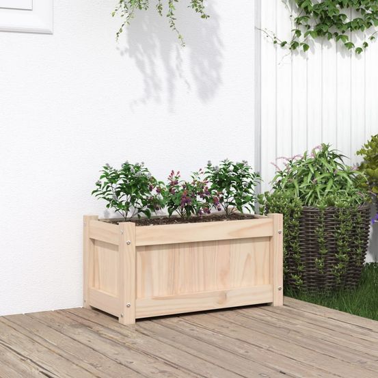 Jardinière rectangulaire en bois de pin massif pour jardin terrasse 60 cm