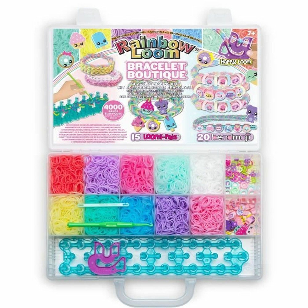 Coffret fabrication automatique de bracelets élastiques rainbow loom 4000 élastiques beadmojis