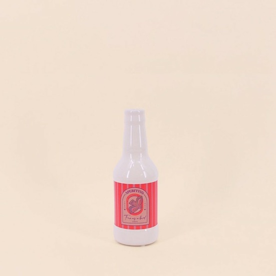 Vase bouteille blanc et rose 21cm