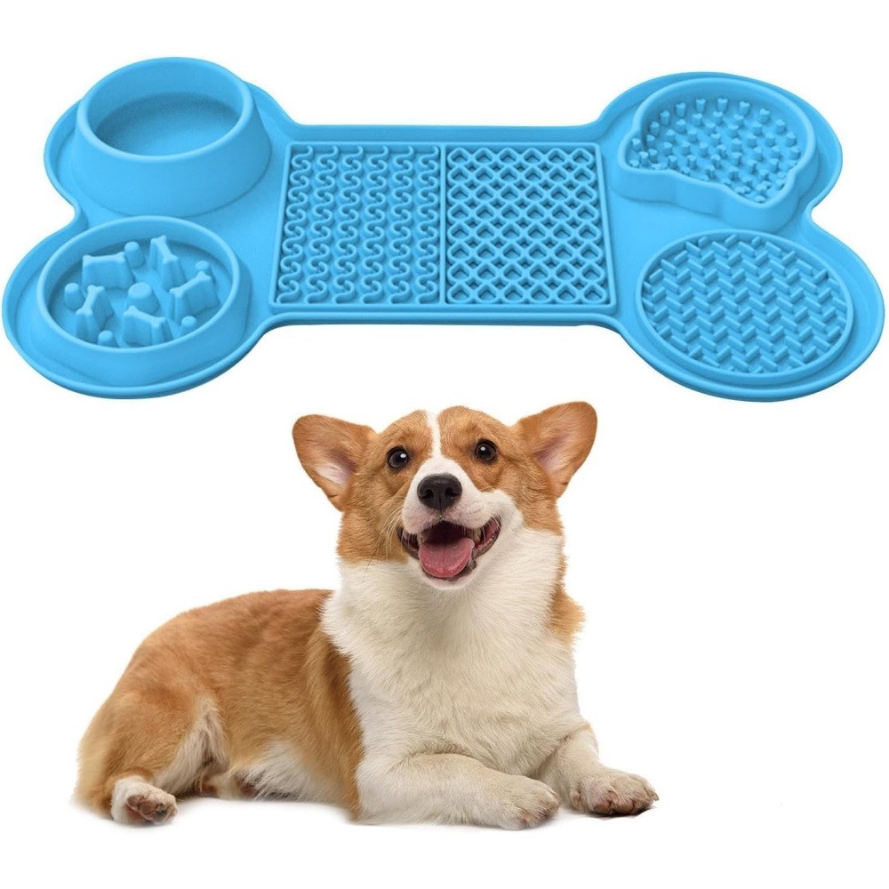 Tapis à lécher pour chiens bleu