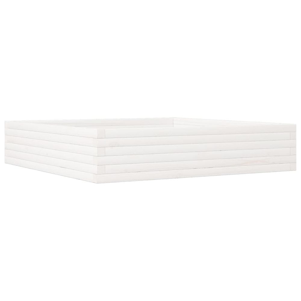Jardinière blanc 110x110x23 cm bois de pin massif