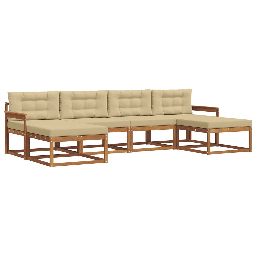 Ensemble de canapés d'extérieur 6 pcs naturel et beige