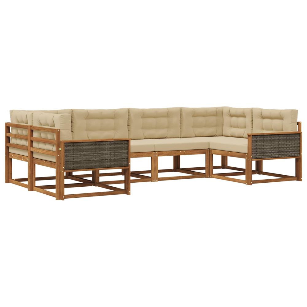 Ensemble de canapés d'extérieur 6 pc naturel et beige