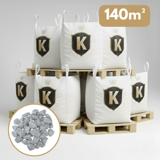 Galet marbre blanc 25/40 mm – pack 7 big bag +/- 1,5t – 140 m²