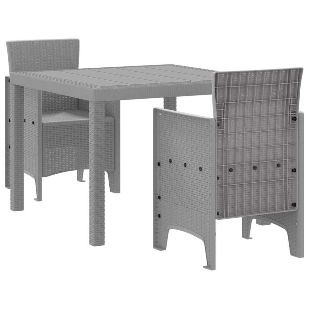 Ensemble de salle à manger pour jardin 3 pcs gris clair