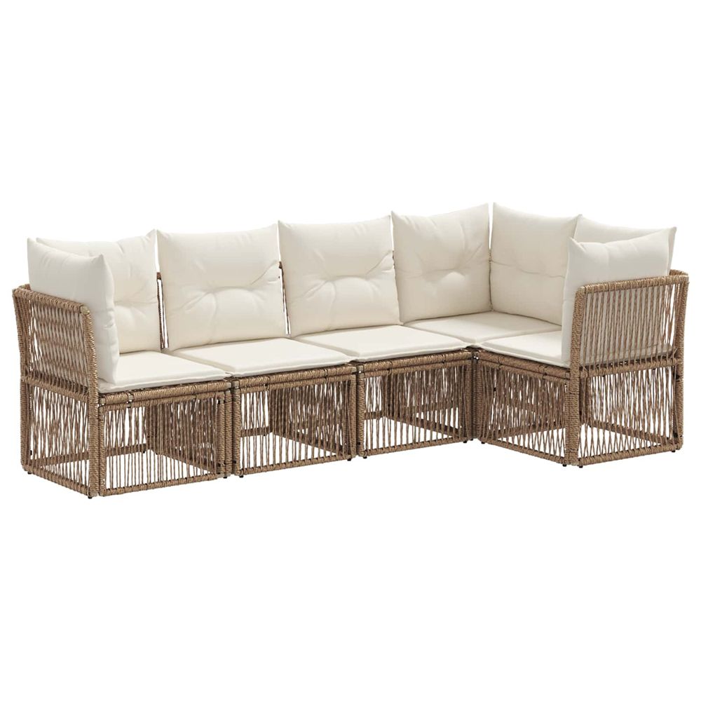 Ensemble de canapé de jardin 5 pc beige polyrotin
