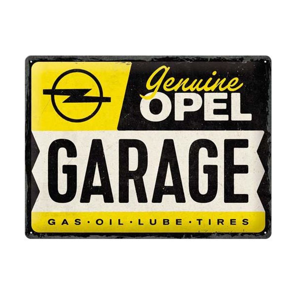 Plaque décorative en métal en relief 40 x 30 cm opel - garage