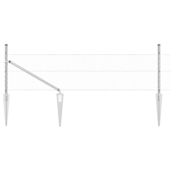 Poteau de clôture. Argenté 10 x 0,5 m (maille de 13 mm) acier