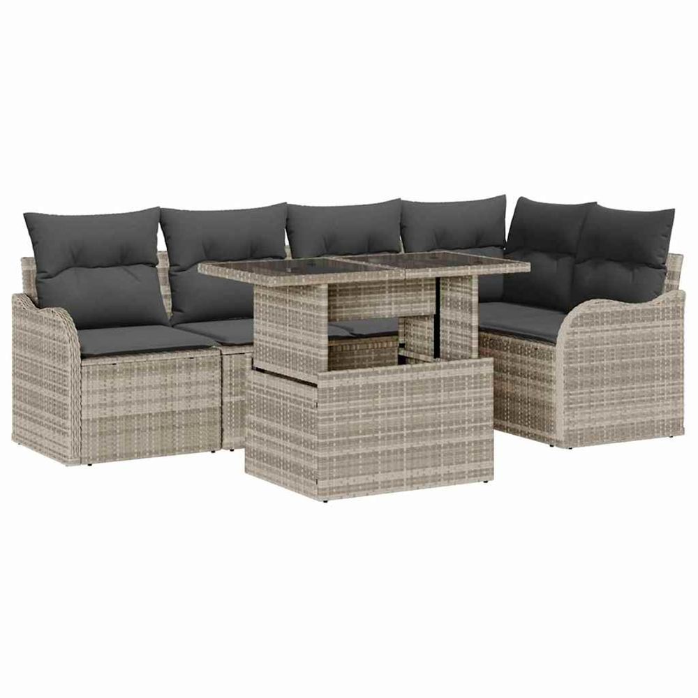 Ensemble de salle à manger 6 pc gris clair poly rotin