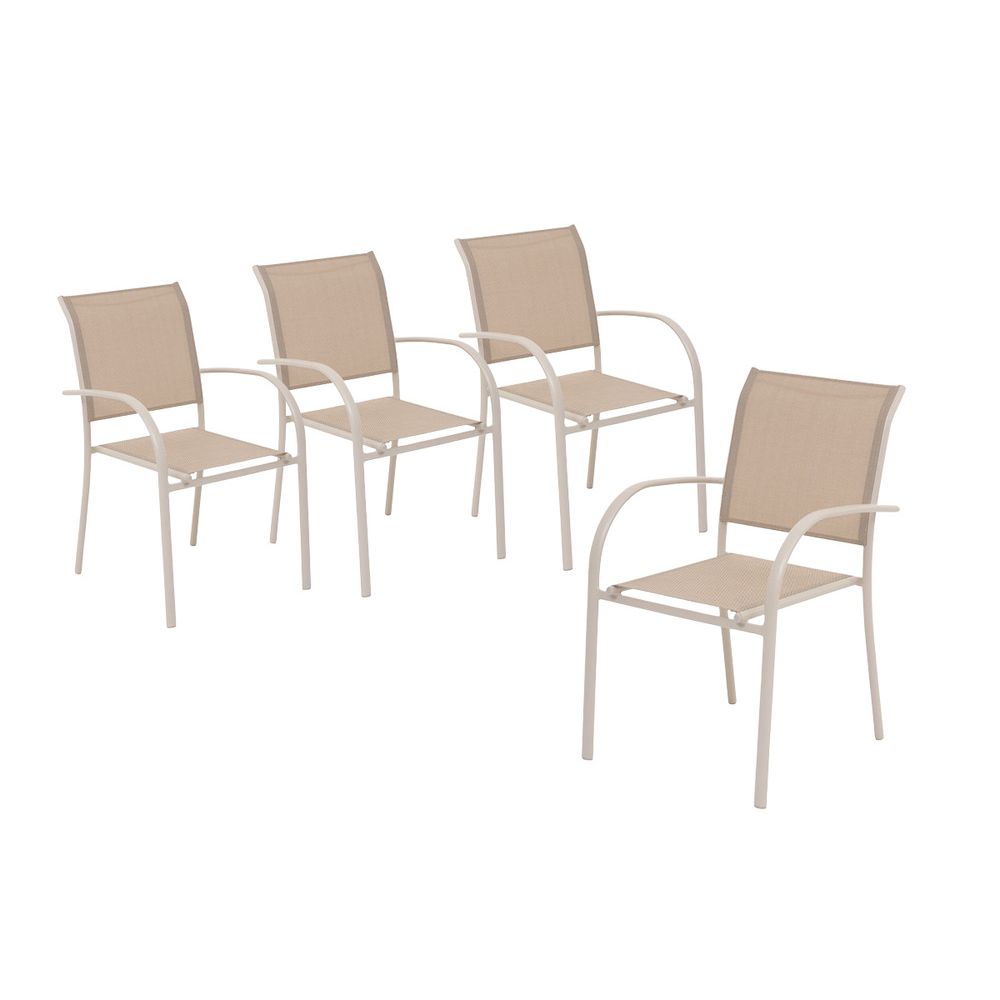 Lot de 4 fauteuils de jardin en texaline piazza lin/blanc