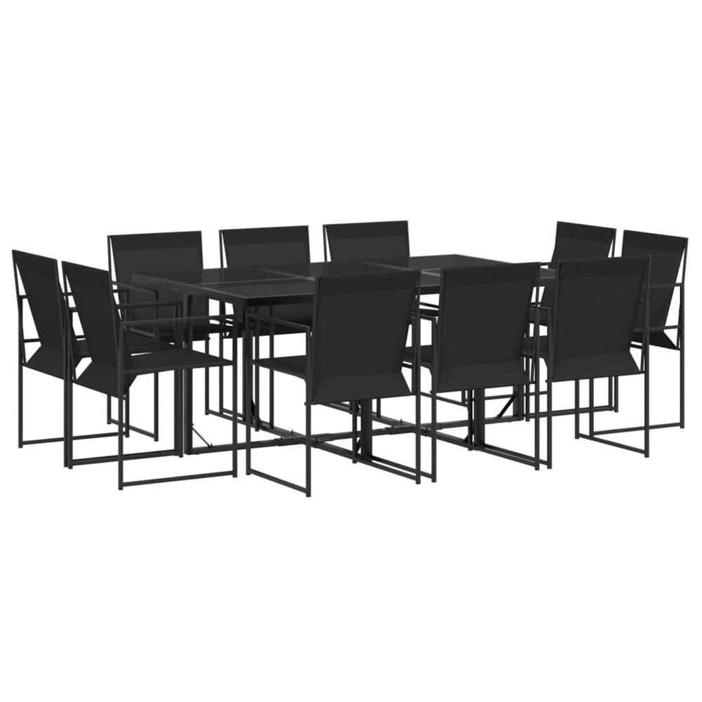 Ensemble à manger de jardin 11 pcs noir textilène