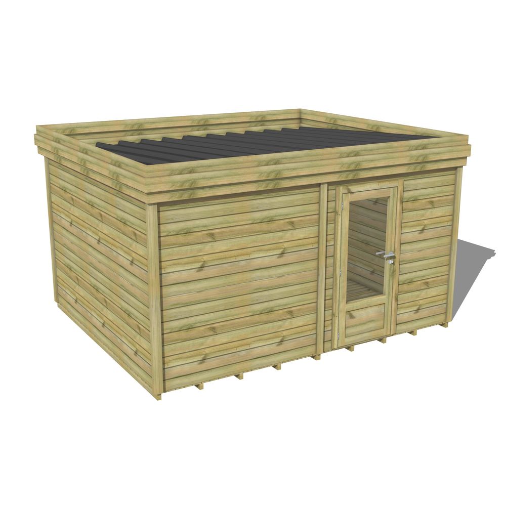 Abri de jardin bois pin traité autoclave 27mm - 4,695x3,44m / 16m2 - bac acier - plancher bois