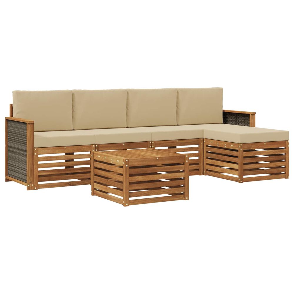 Ensemble de canapés d'extérieur 6 pc naturel et beige