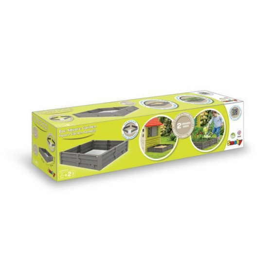 Smoby bac square garden 2 en 1 : bac a sable et carré potager - 76x76cm - bâche de fond fournie