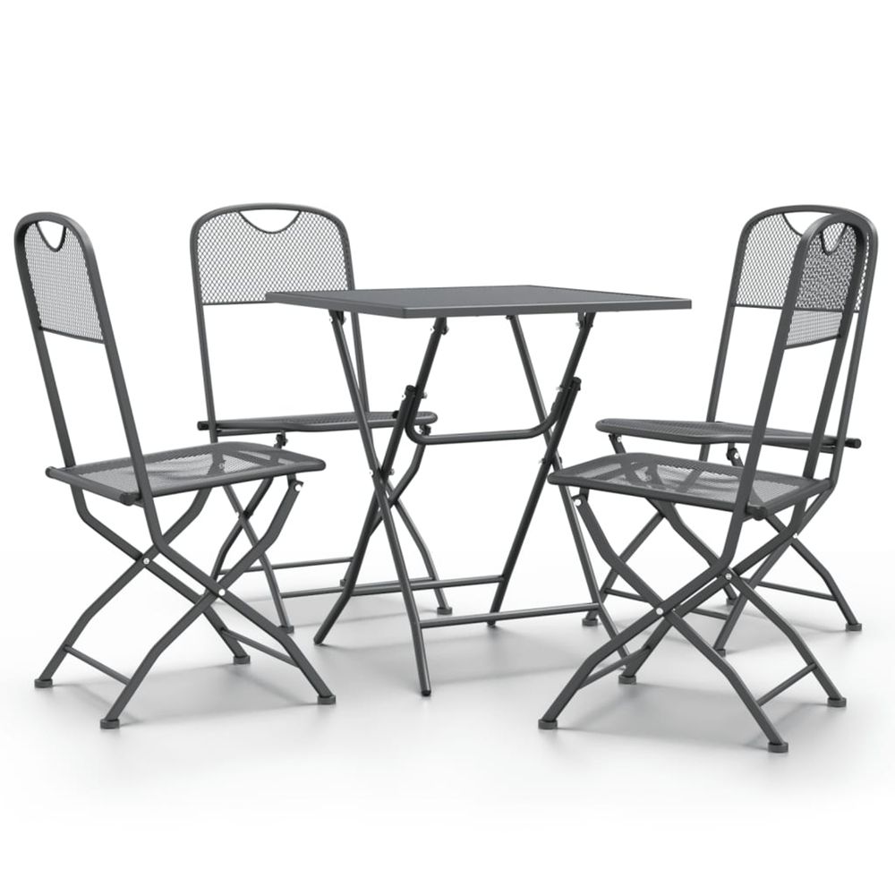 Ensemble à manger de jardin 5 pcs maille métal anthracite