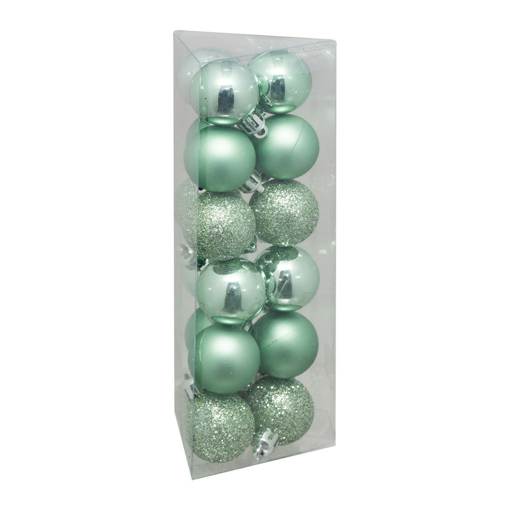 Déco de sapin lot de 18 boules de noël d 3 cm - vert amande