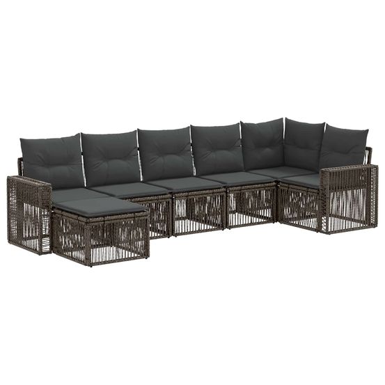 Ensemble de canapé de jardin 7 pc gris et gris foncé polyrotin