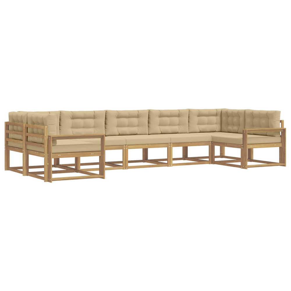 Ensemble de canapés d'extérieur 7 pcs blanc et beige