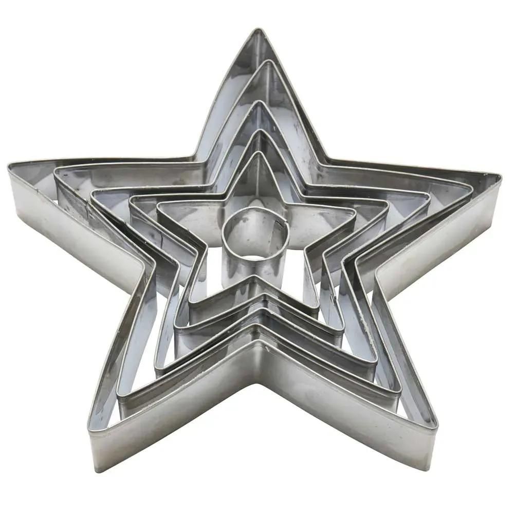 Kit 6 emporte-pièces étoiles noël 3d inox 2-16cm h2,5cm