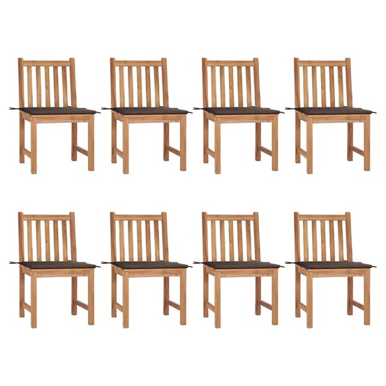 Chaises de jardin lot de 8 avec coussins bois de teck massif