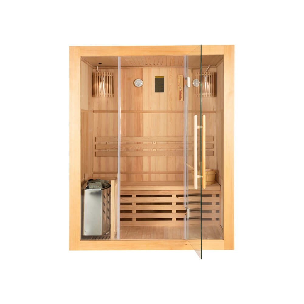 Home deluxe - sauna traditionnel - skyline l - 120 x 150 x 190 cm - pour 2-3 personnes, en hemlock, avec poêle et accessoires i