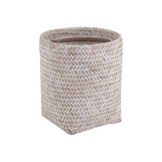 Poubelle ronde en bambou blanc