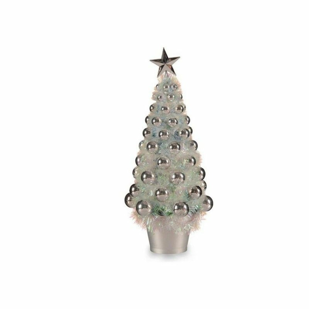 Sapin de noël iridescent argenté plastique 16 x 37,5 x 16 cm polypropylène