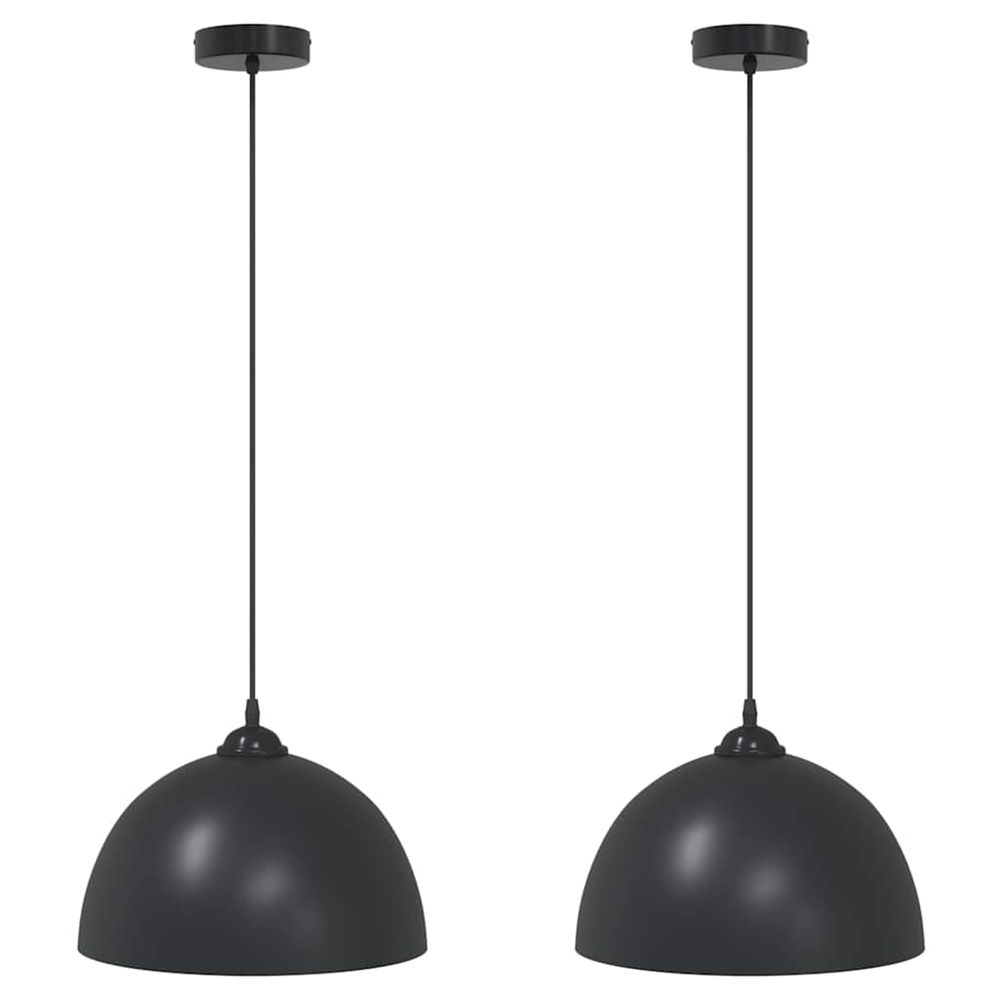 Lampes suspendues 2 pcs hauteur réglable e27 noir ø 30 cm métal