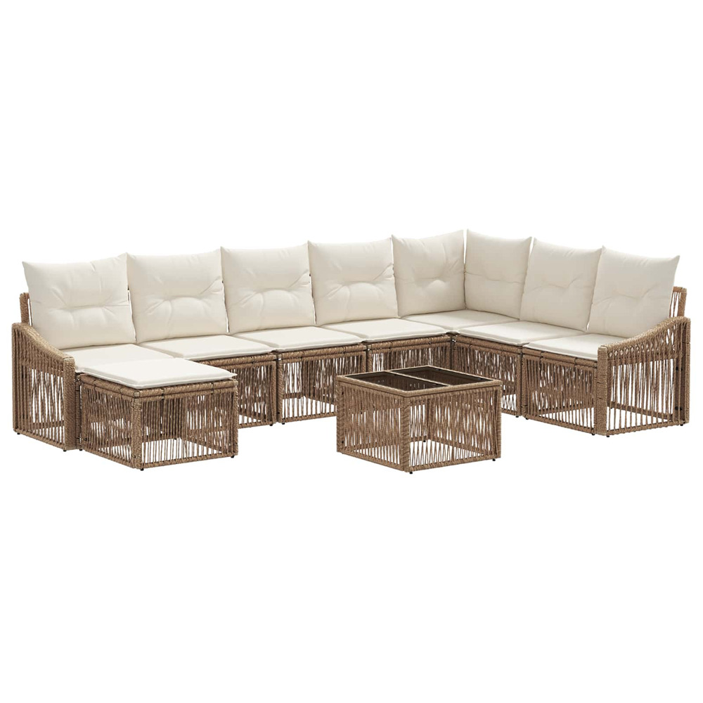 Ensemble de canapé de jardin 9 pcs beige polyrotin