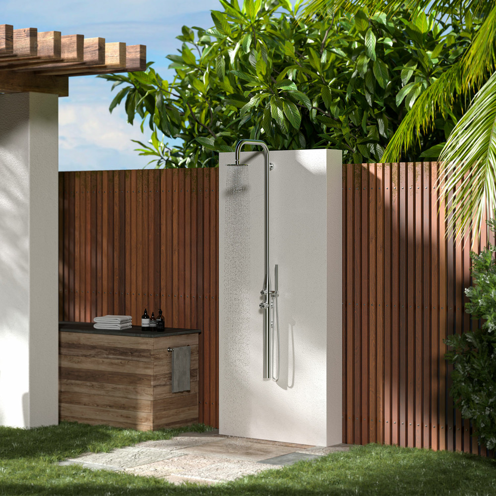 Douche dexterieur chaude et froide sined pula wall inox