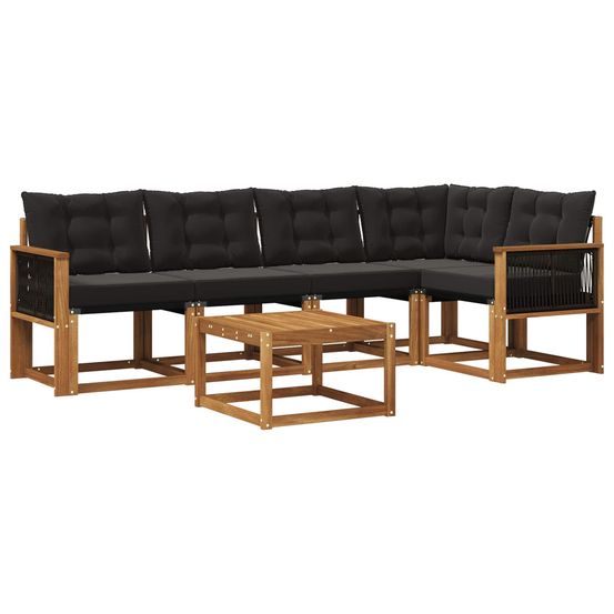 Ensemble de canapés d'extérieur 6 pc naturel et noir