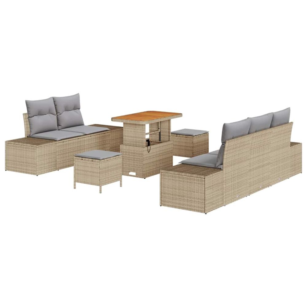 Ensemble de canapé de jardin 8 pc 7-nombre de places beige