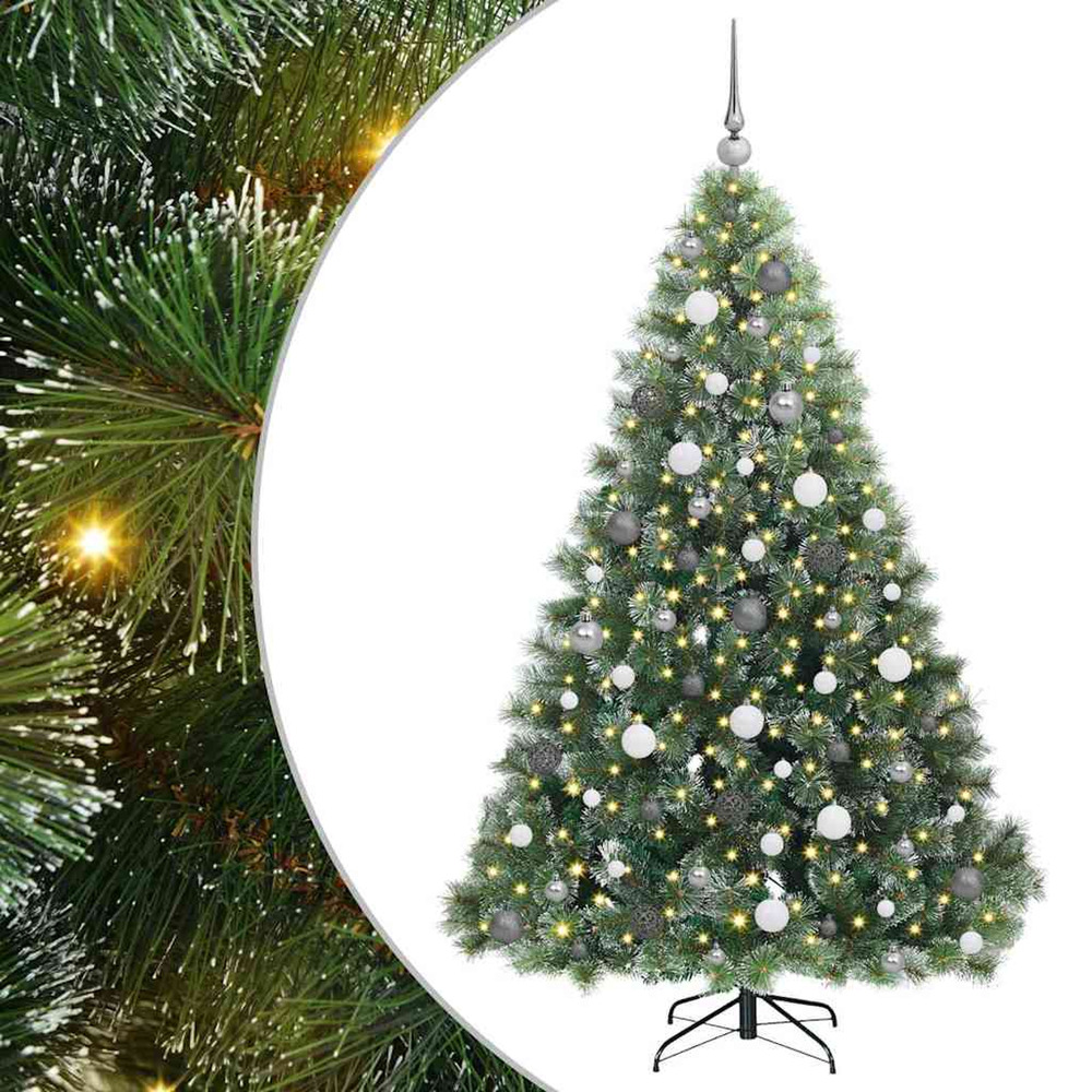 Sapin de noël artificiel avec 300 led vert 180 cm pe et pvc