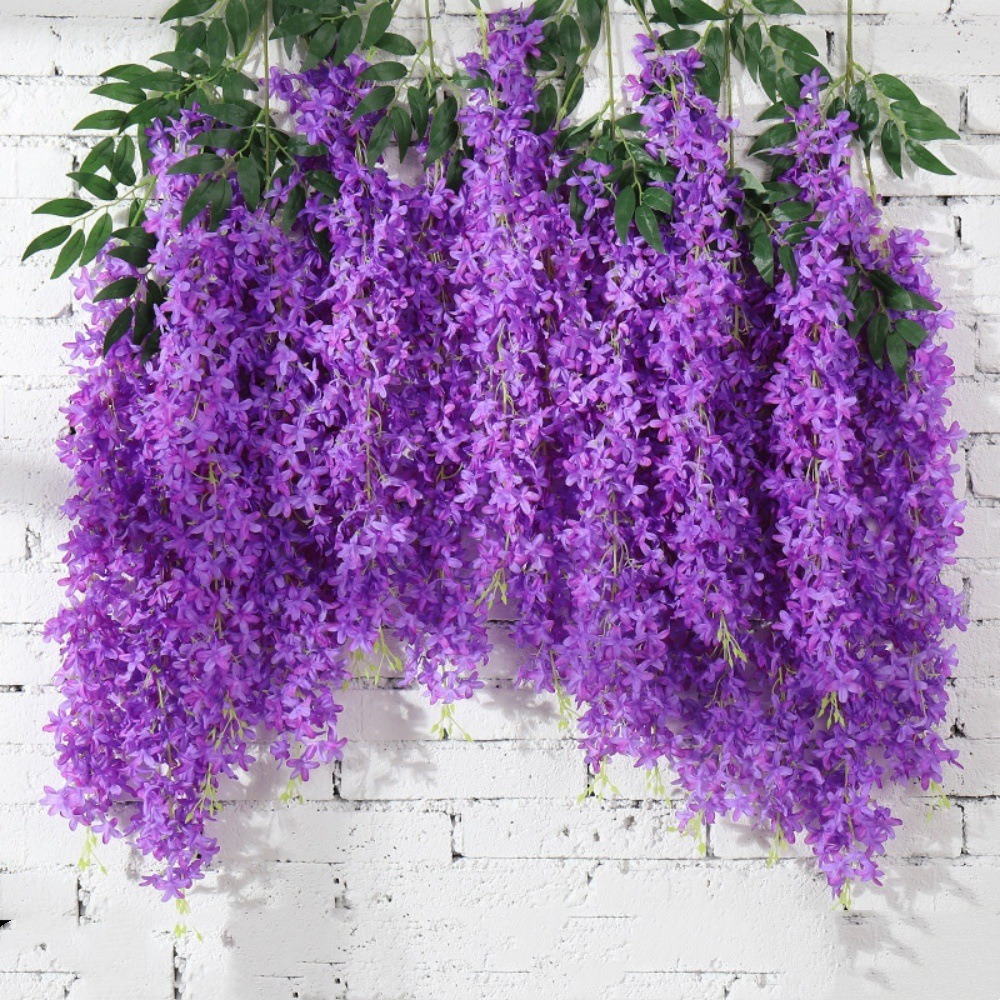 Paquet de 12 rotins de fleurs artificielles de glycine et de violet pour mariage violet dtopbuyage
