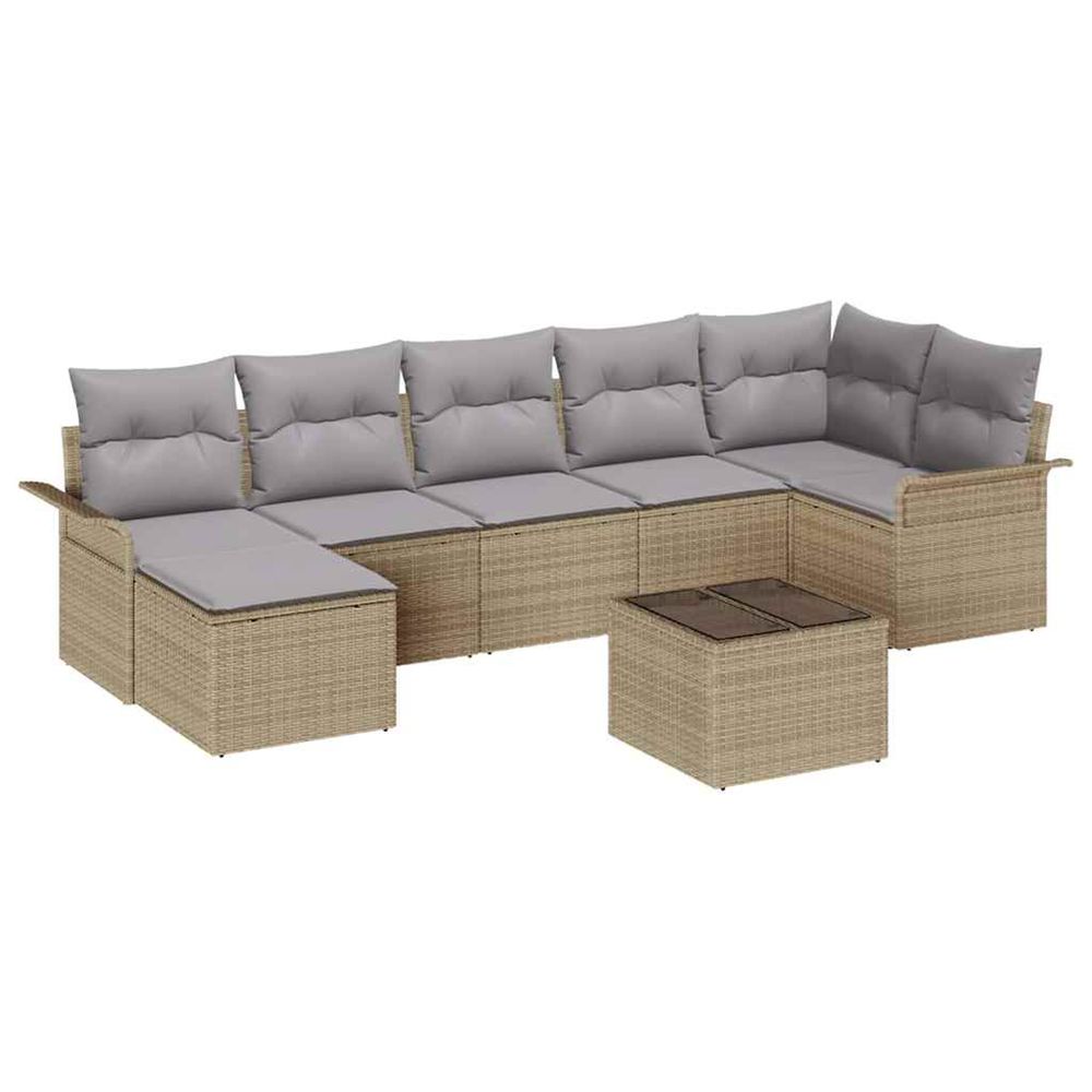 Ensemble de canapé de jardin 8 pc beige polyrotin