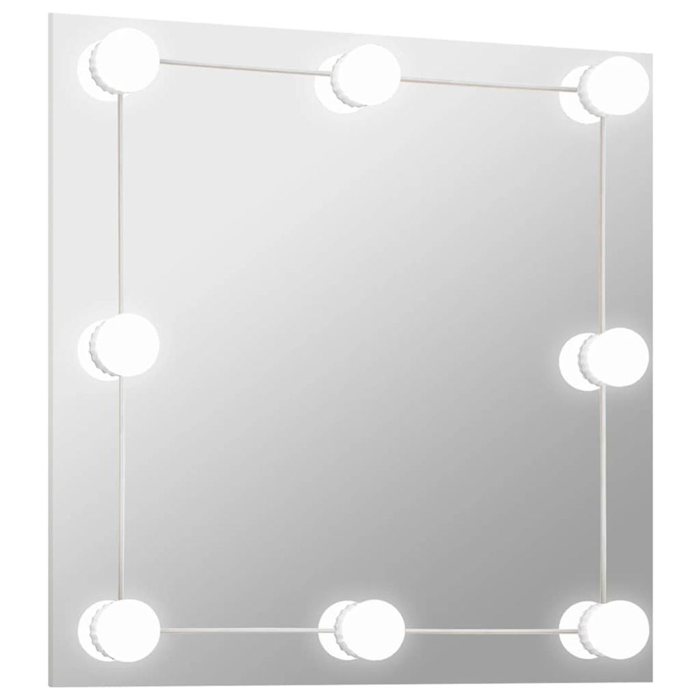 Miroir mural avec lampes led carré verre