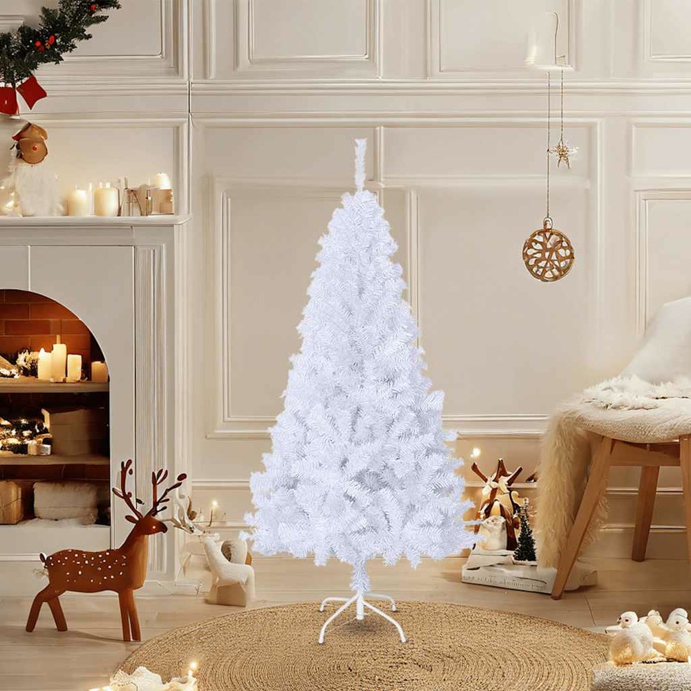 Arbre de noël artificiel avec branches épaisses blanc 120cm pvc