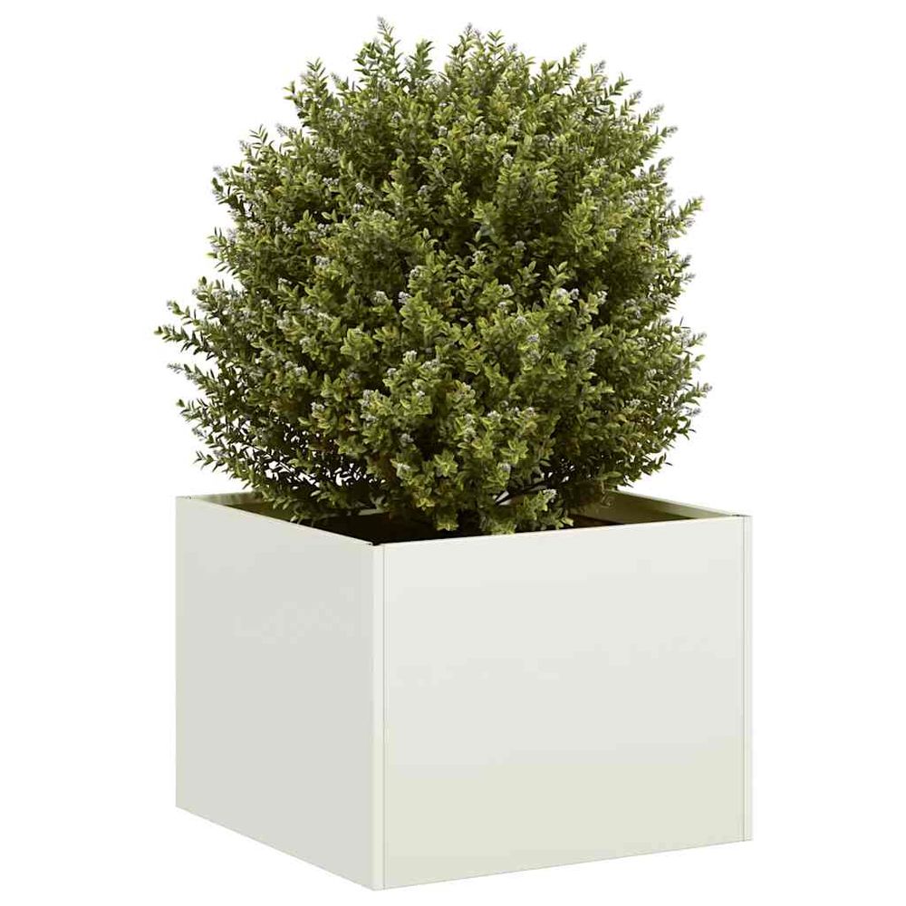 Jardinière carrée acier potager pour jardin terrasse blanc 40x40x30 cm
