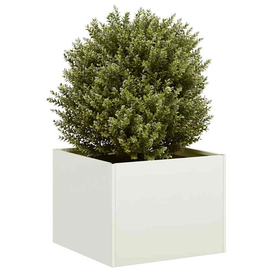 Jardinière carrée acier potager pour jardin terrasse blanc 40x40x30 cm