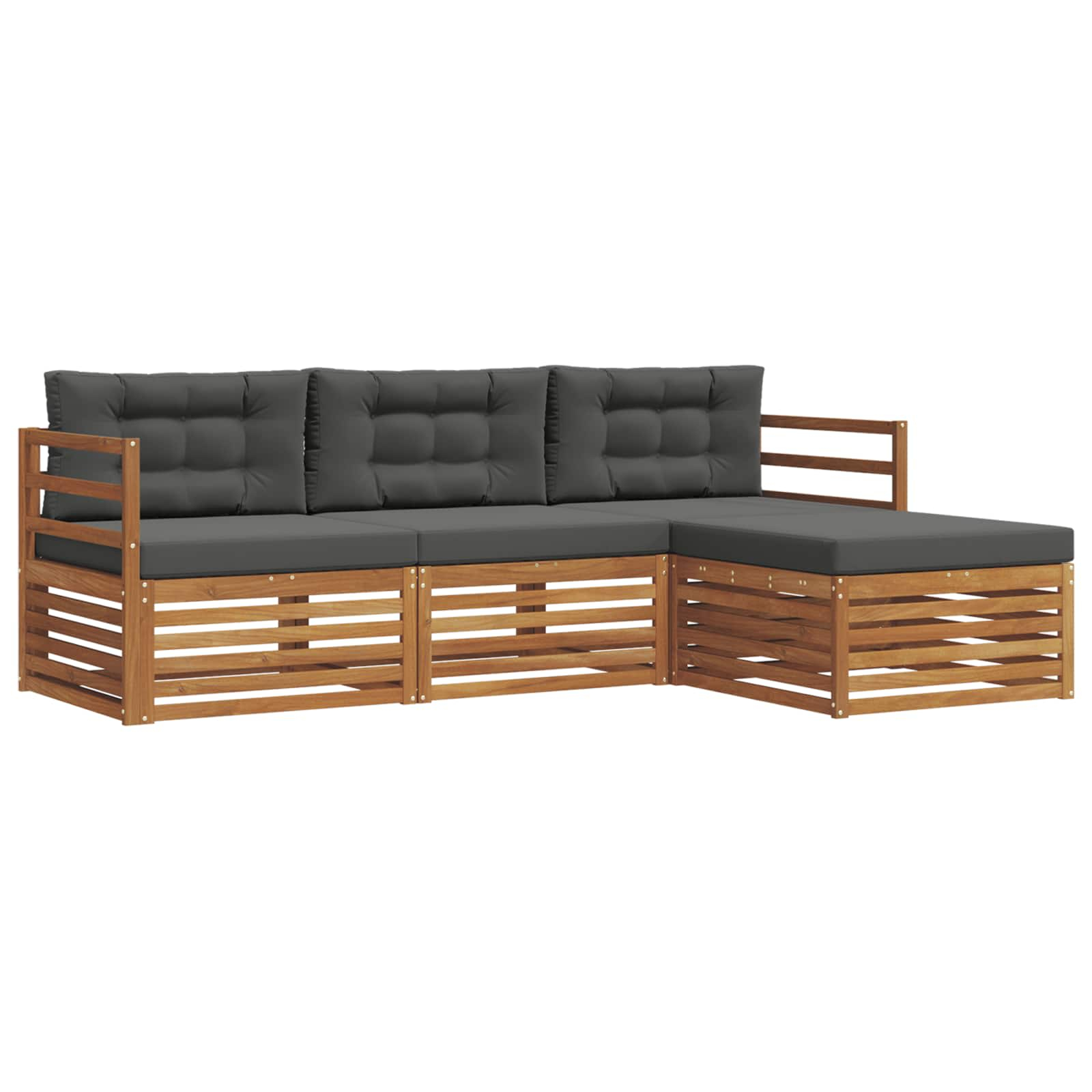 Ensemble de canapés d'extérieur 4 pcs naturel et anthracite