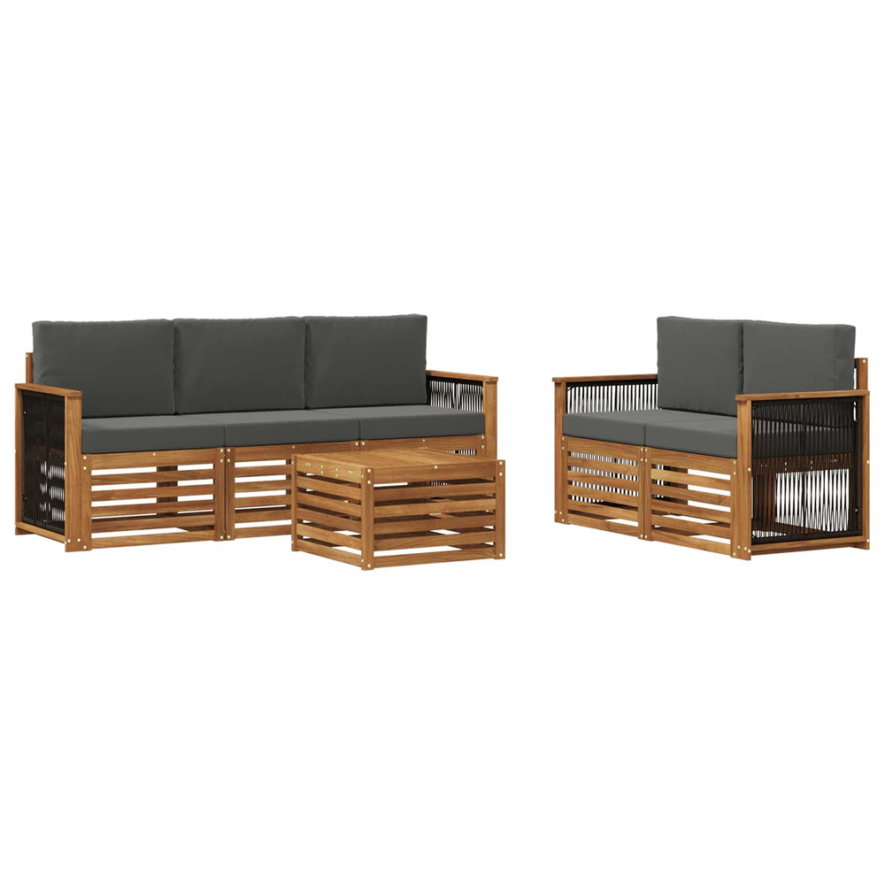 Ensembles de canapés avec coussin 6 pcs bois d'acacia massif